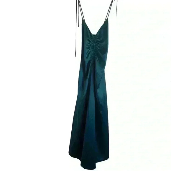 Jason Wu Satin Slip Dress Ruched Midi Size Large - Picture 4 of 11